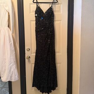 Elegant Black Sequin Evening Gown
